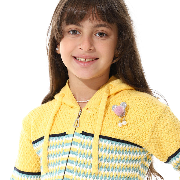 Girls_Hooded_Neck_Long_Sleeve_Knitted__Sweater_-_Yellow,_White_&_Mint_Green