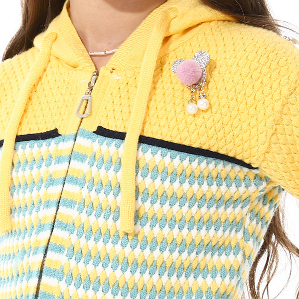 Girls_Hooded_Neck_Long_Sleeve_Knitted__Sweater_-_Yellow,_White_&_Mint_Green