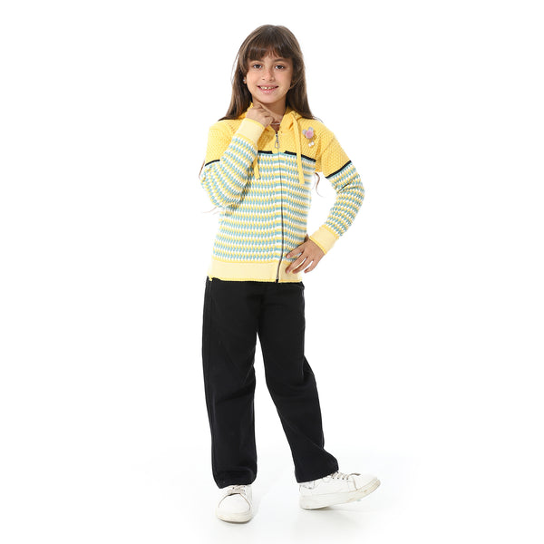Girls_Hooded_Neck_Long_Sleeve_Knitted__Sweater_-_Yellow,_White_&_Mint_Green