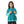 Acrylic Girls Dress With Self Pattern Jacket Turquoise