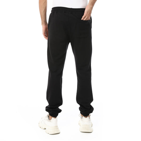 Elastic Waist With Drawstring Fleeced Sweatpants - Black