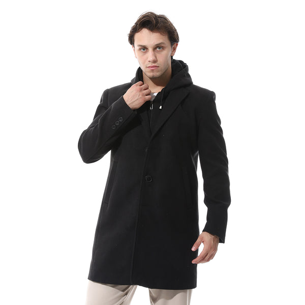 Black Gogh Hooded Double Closure Coat