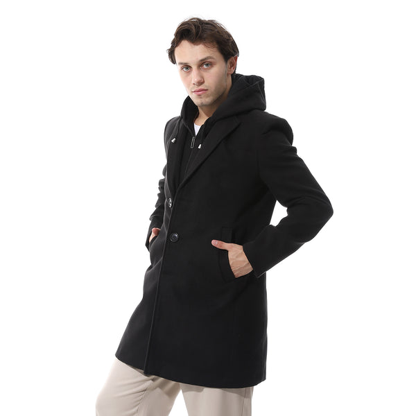 Black Gogh Hooded Double Closure Coat