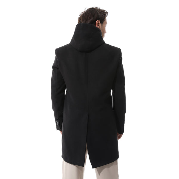 Black Gogh Hooded Double Closure Coat