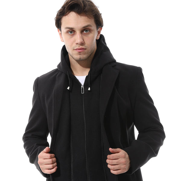 Black Gogh Hooded Double Closure Coat