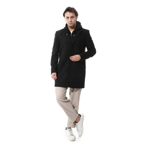 Black Gogh Hooded Double Closure Coat