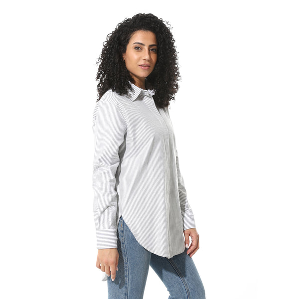 Long-sleeves-striped-chemise-navy-blue