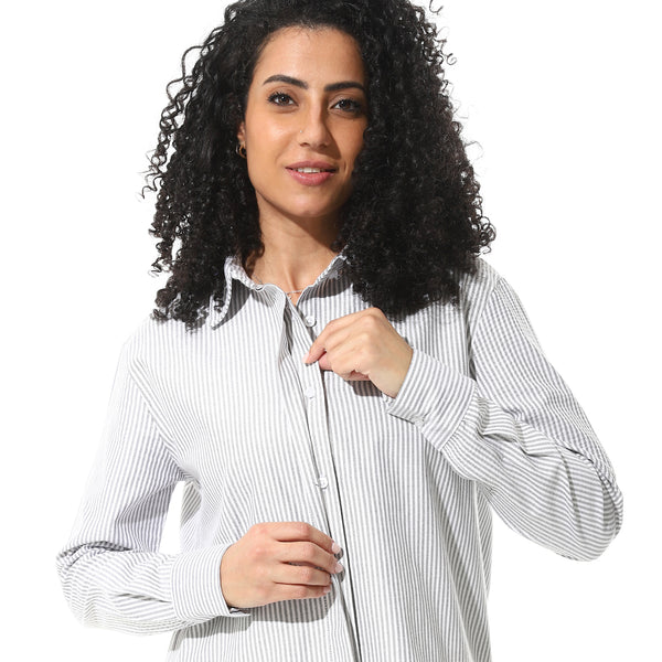 Long-sleeves-striped-chemise-navy-blue