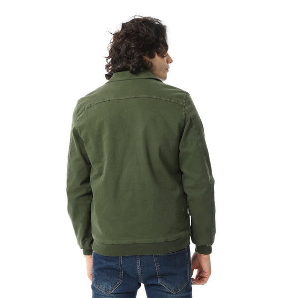 Gabardine_Olive_Jacket_With_Two_Pockets