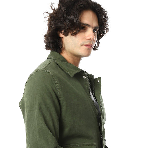 Gabardine_Olive_Jacket_With_Two_Pockets
