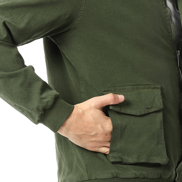 Gabardine_Olive_Jacket_With_Two_Pockets