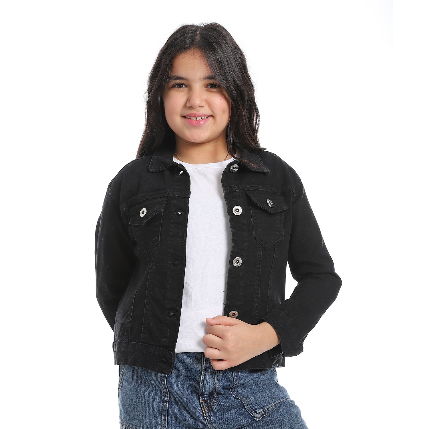 Plain_Black_Denim_Girls_Jacket