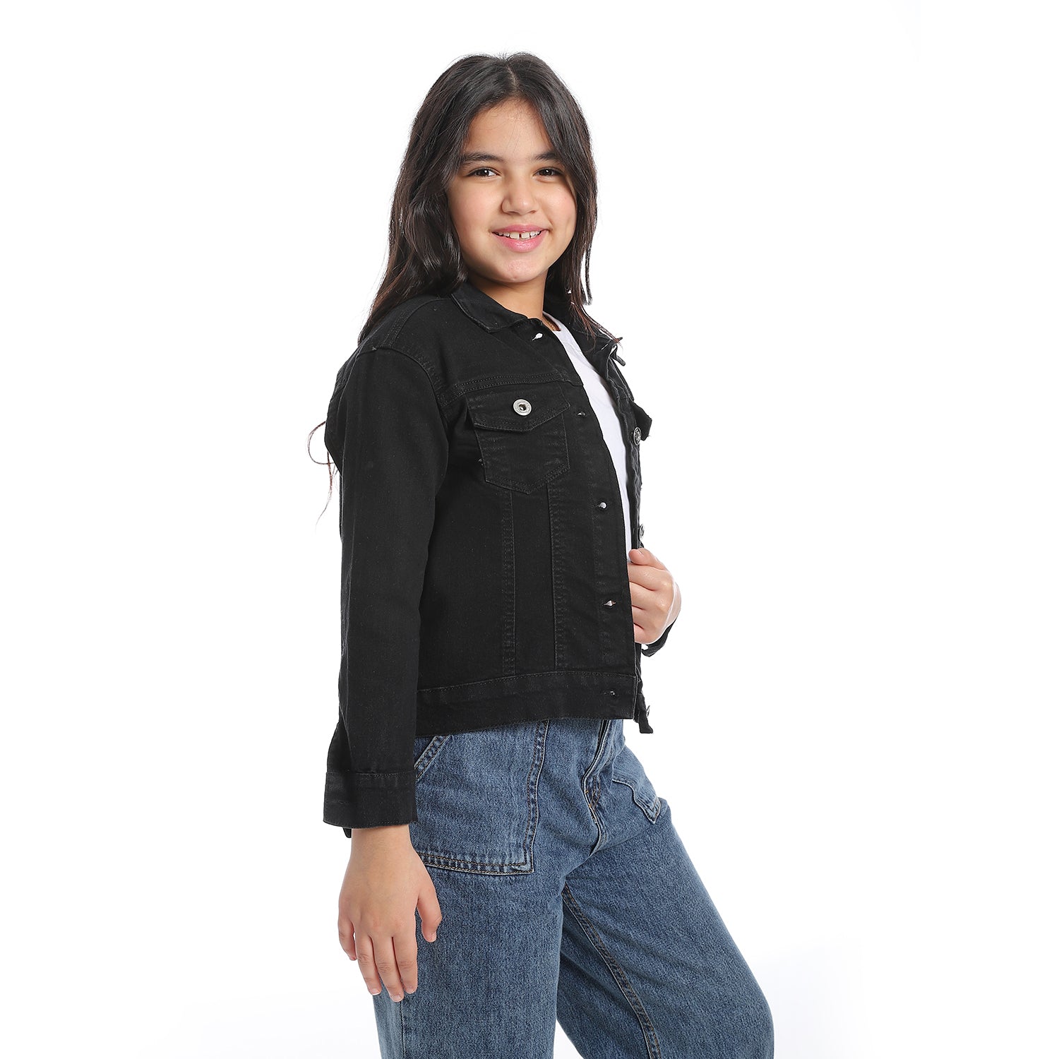 Plain_Black_Denim_Girls_Jacket