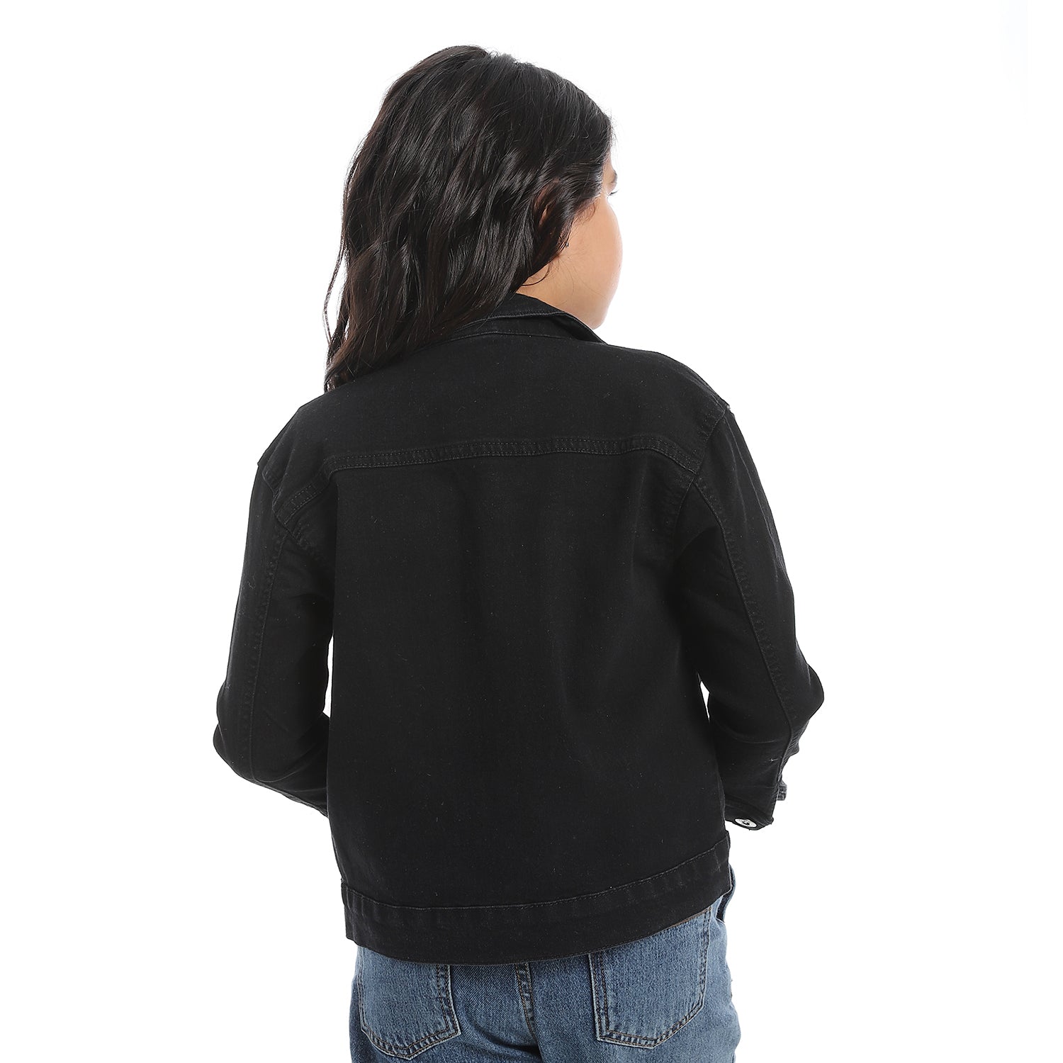 Plain_Black_Denim_Girls_Jacket