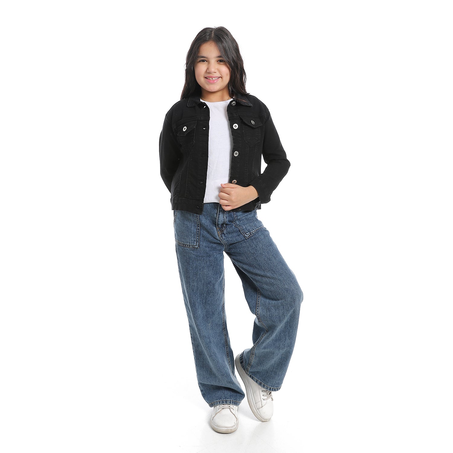 Plain_Black_Denim_Girls_Jacket