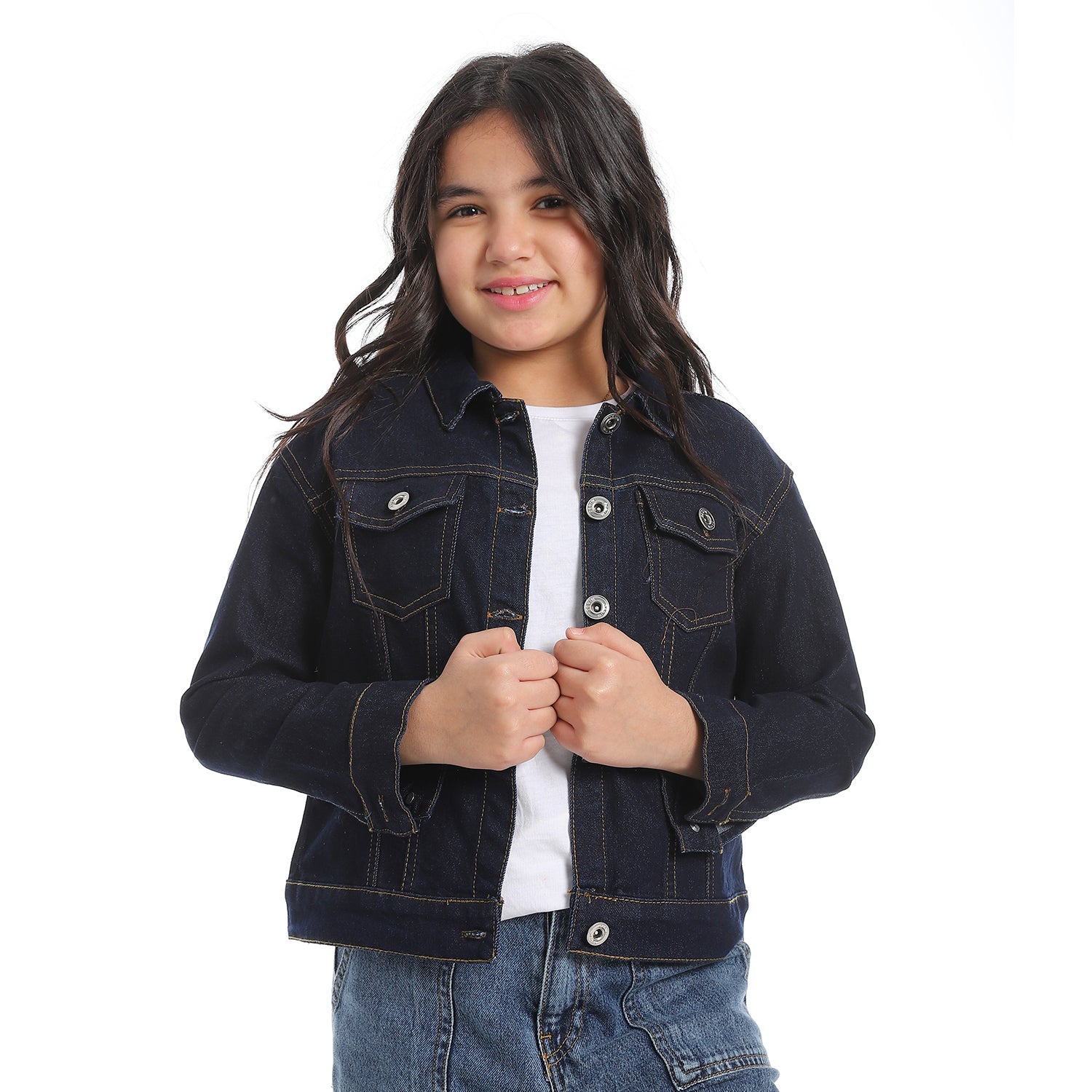 Plain_Blue_Black_Denim_Girls_Jacket