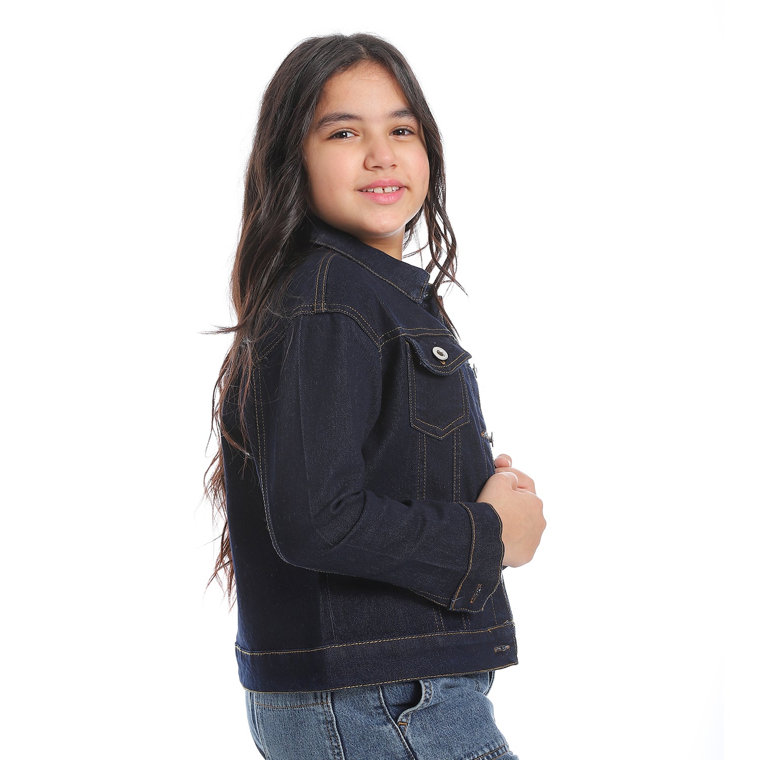 Plain_Blue_Black_Denim_Girls_Jacket