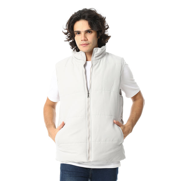 Basic_Turtle_Neck_Bomber_Vest_-_Silver