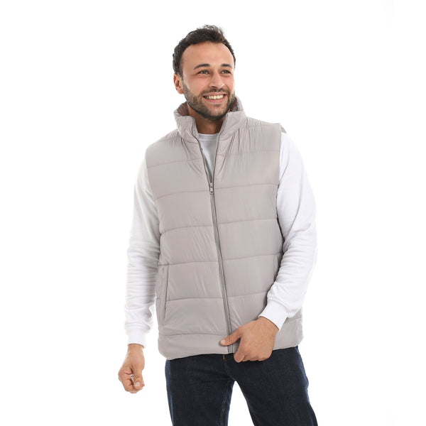 Basic_Turtle_Neck_Bomber_Vest_-_Silver