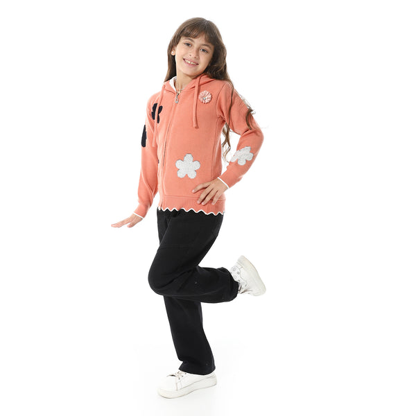 Hoodied_Zipped_Girls__Sweater_-_Lemon
