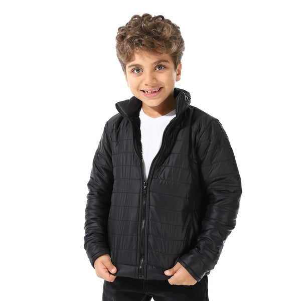 Boy's_Waterproof_Padded_Jacket_With_Fur_-_Black