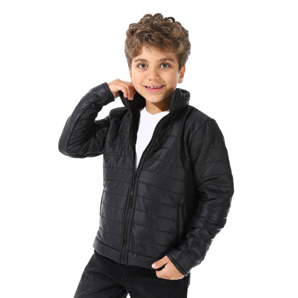 Boy's_Waterproof_Padded_Jacket_With_Fur_-_Black