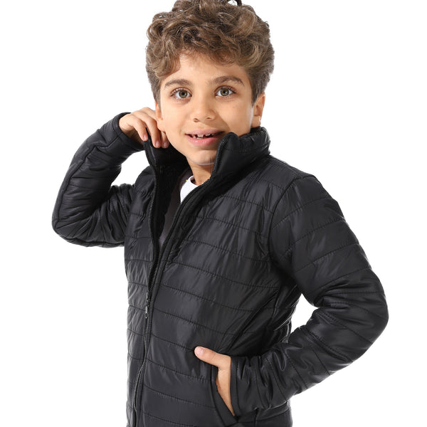 Boy's_Waterproof_Padded_Jacket_With_Fur_-_Black