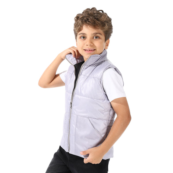 Turtle_Neck_Bomber_Vest_For_Boys_-_Silver