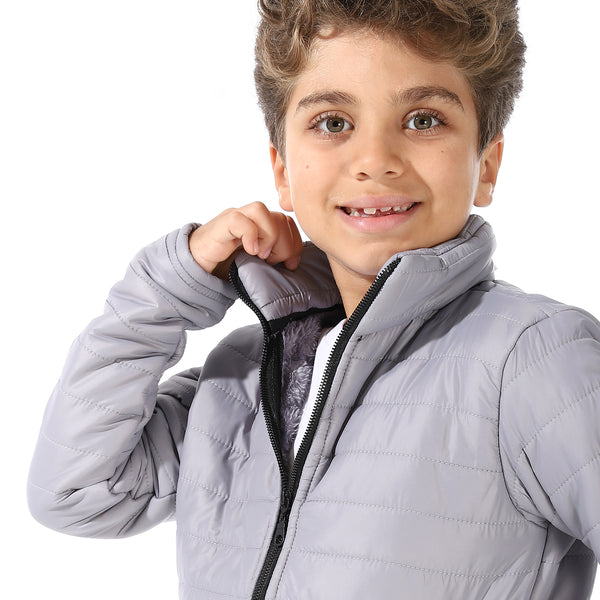 Boy's_Waterproof_Padded_Jacket_With_Fur_-_Silver