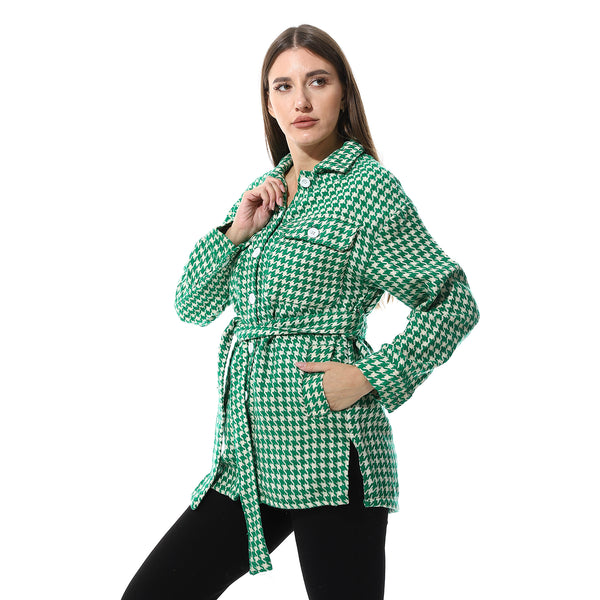 Houndstooth_Long_Sleeves_Jacket_-_Green_&_Off_White