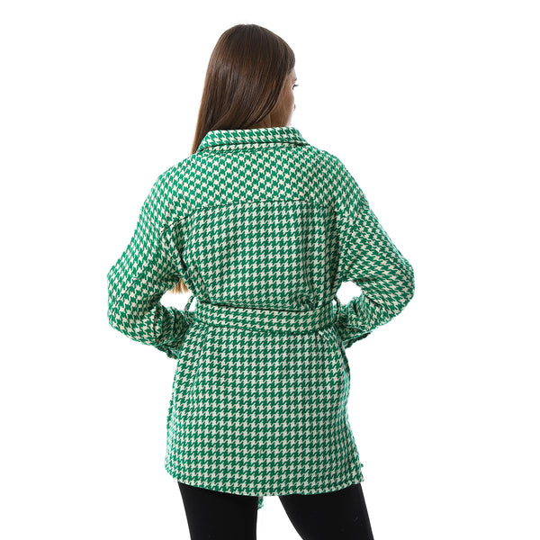 Houndstooth_Long_Sleeves_Jacket_-_Green_&_Off_White