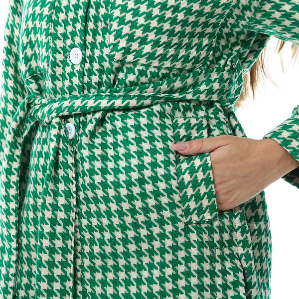 Houndstooth_Long_Sleeves_Jacket_-_Green_&_Off_White