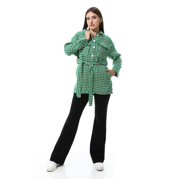 Houndstooth_Long_Sleeves_Jacket_-_Green_&_Off_White