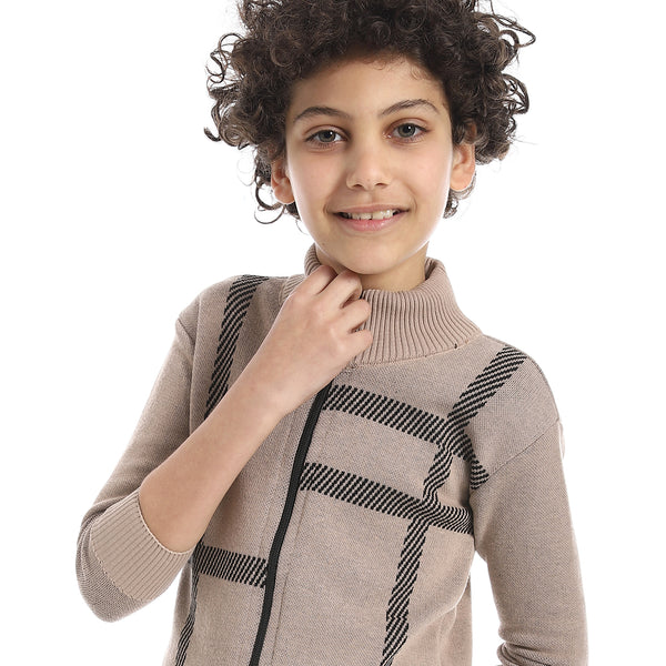 Zip_Through_Neck_Boys_Sweater_-_Buff_Beige_&_Black