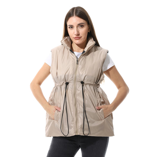 Chic_Sleevess_Zipped_Vest_Beige
