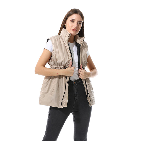 Chic_Sleevess_Zipped_Vest_Beige