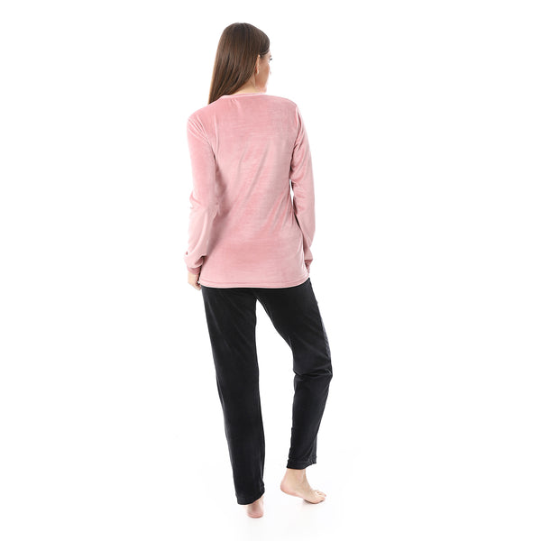 Stitched_Pajama_Set_-_Dusty_Rose_&_Black