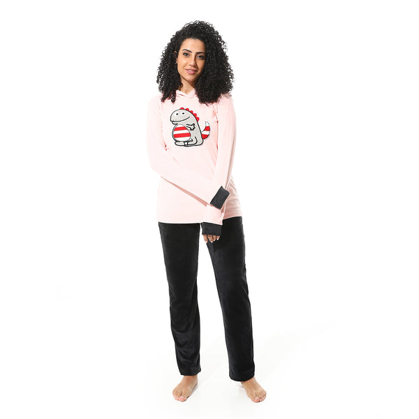 Rose-stitched-hooded-pajama-set