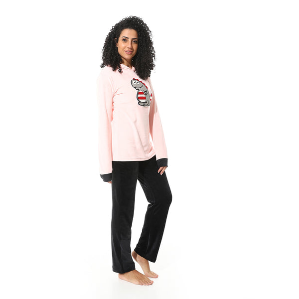 Rose-stitched-hooded-pajama-set