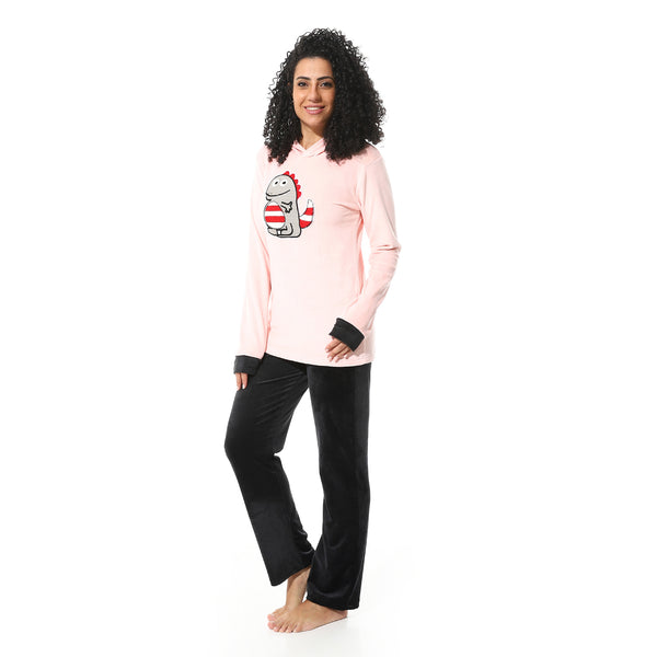 Rose-stitched-hooded-pajama-set