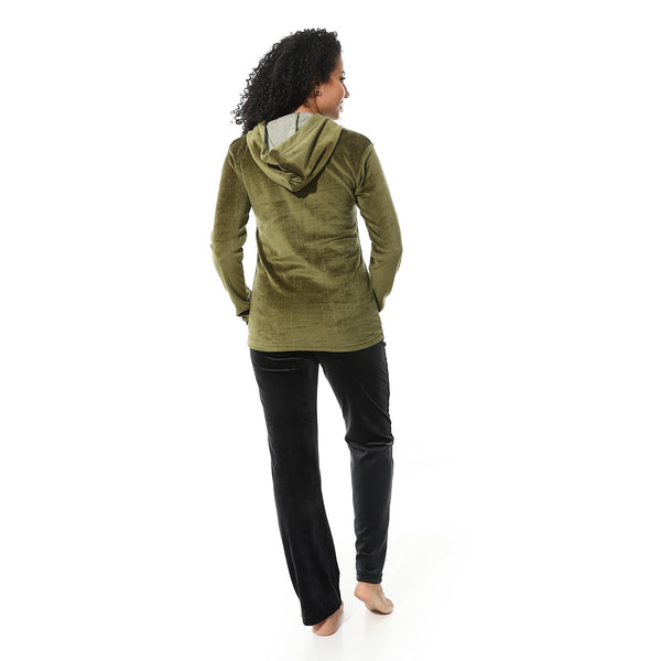 Olive-stitched-hooded-pajama-set