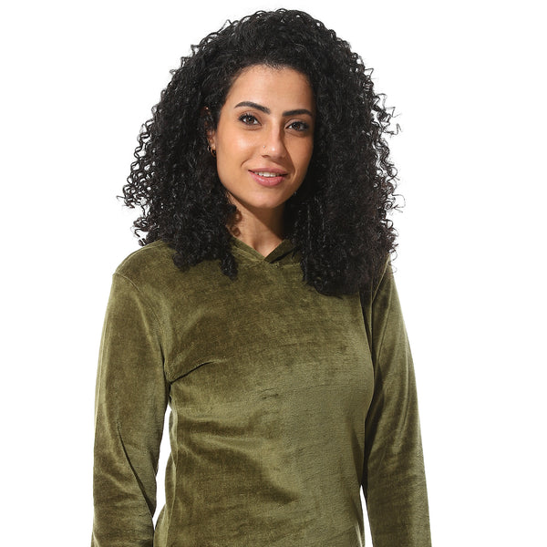 Olive-stitched-hooded-pajama-set