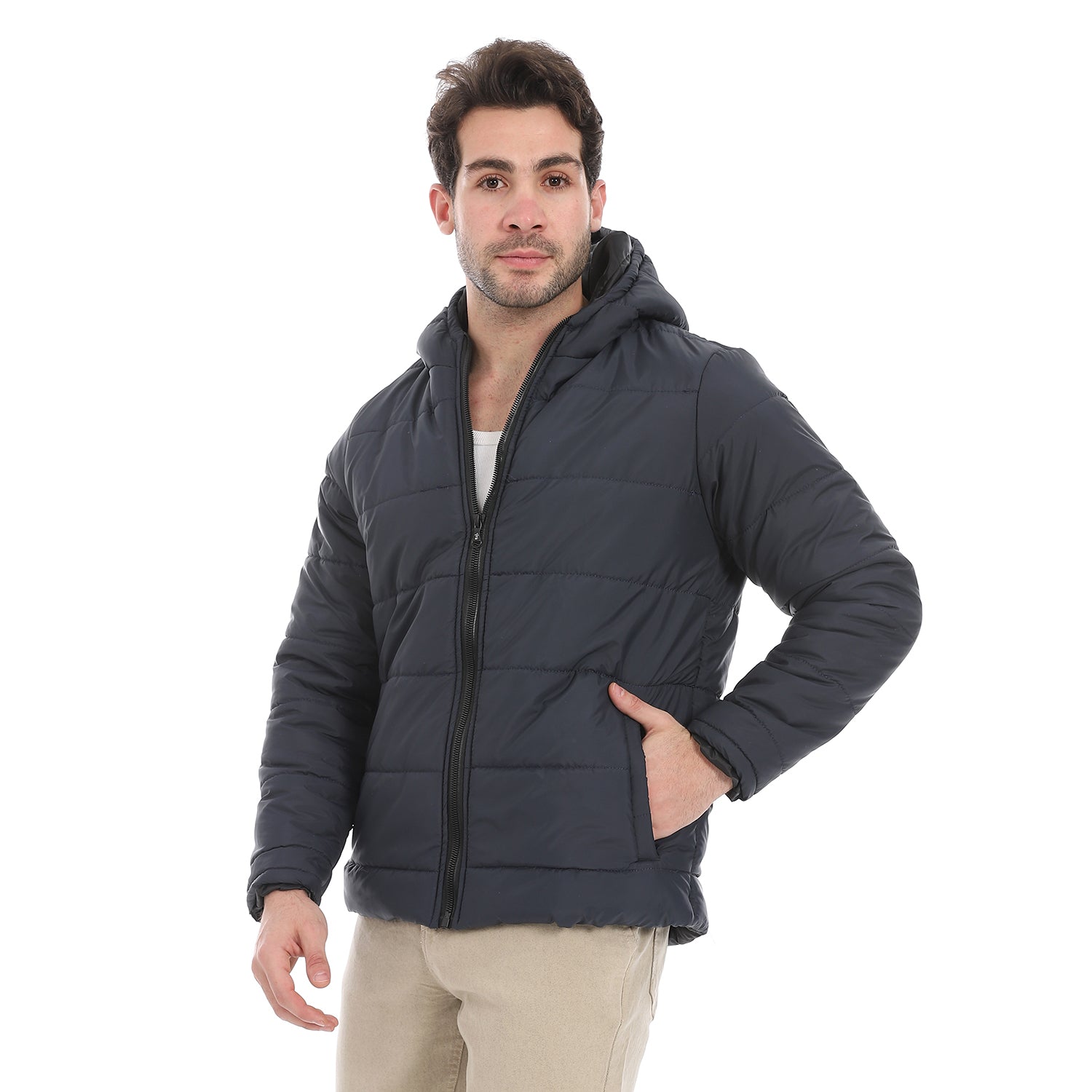 Plain_Zipped_Hooded_Jacket_-_Navy Blue