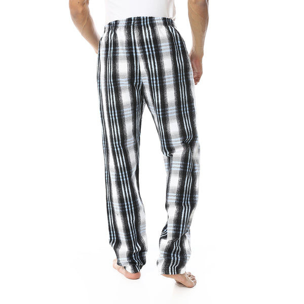Plaid_Pattern_Elastic_Waist_Pajama_Bottom_-_Black,_White_&_Baby_Blue