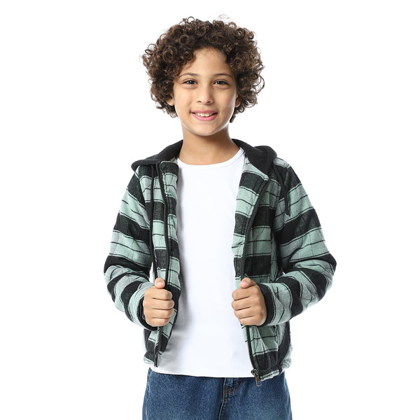 Plaid_Padded_Hooded_Boys_Jacket_-_Black_&_Mint_Green