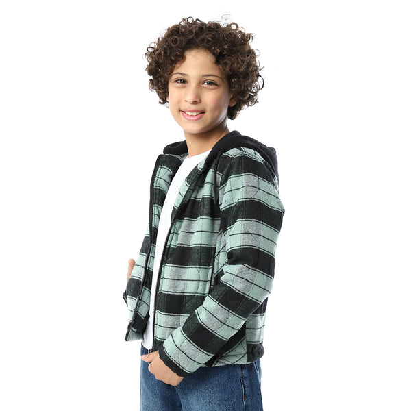 Plaid_Padded_Hooded_Boys_Jacket_-_Black_&_Mint_Green