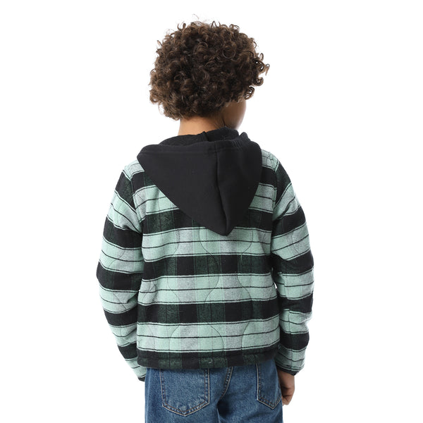 Plaid_Padded_Hooded_Boys_Jacket_-_Black_&_Mint_Green