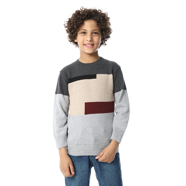 Crew_Neck_Slip_On_Boys_Pullover_-_Grey,_Beige_&_Black