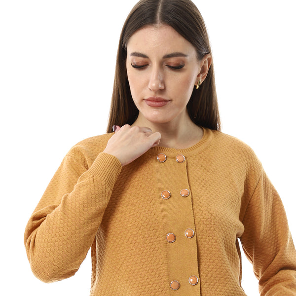 Double_Buttons_Pastel_Mustard_Casual_Cardigan