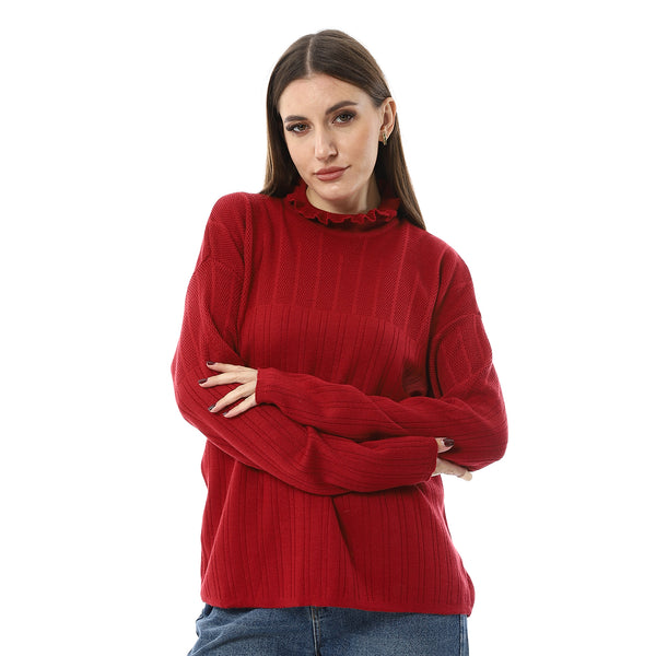 Mock_Neck_Mulit-Pattern_Wine_Red_Pullover